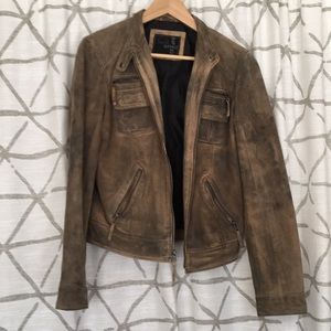 Faux distressed leather jacket